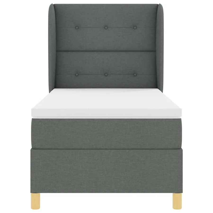 Lit à ressorts avec tête de lit Gris foncé 200 x 80 cm tissu - 7