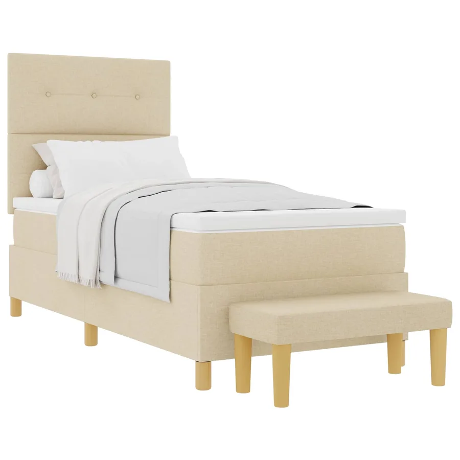 Lit à ressorts avec coussin Crème 200 x 80 cm tissu - 2