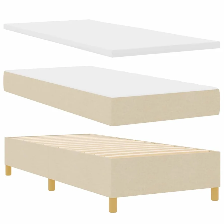 Lit à ressorts avec coussin Crème 200 x 80 cm tissu - 4