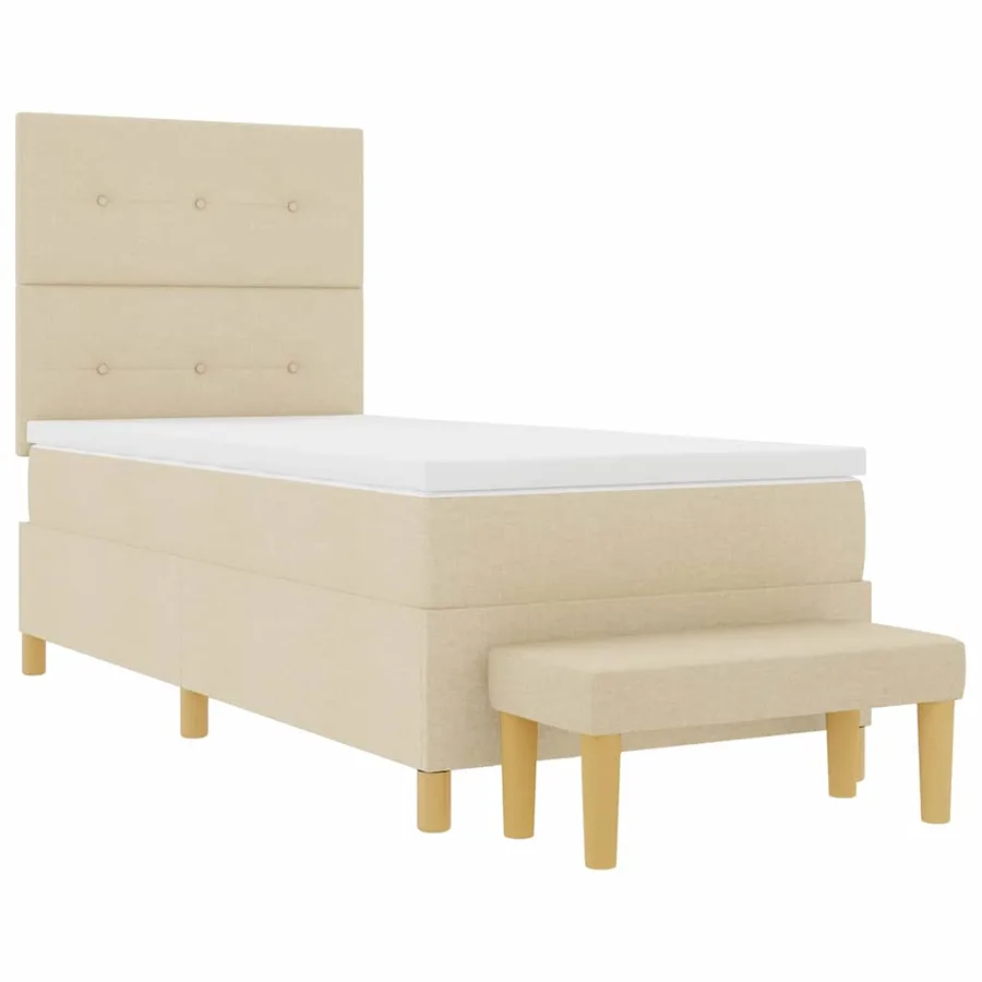 Lit à ressorts avec coussin Crème 200 x 80 cm tissu - 7