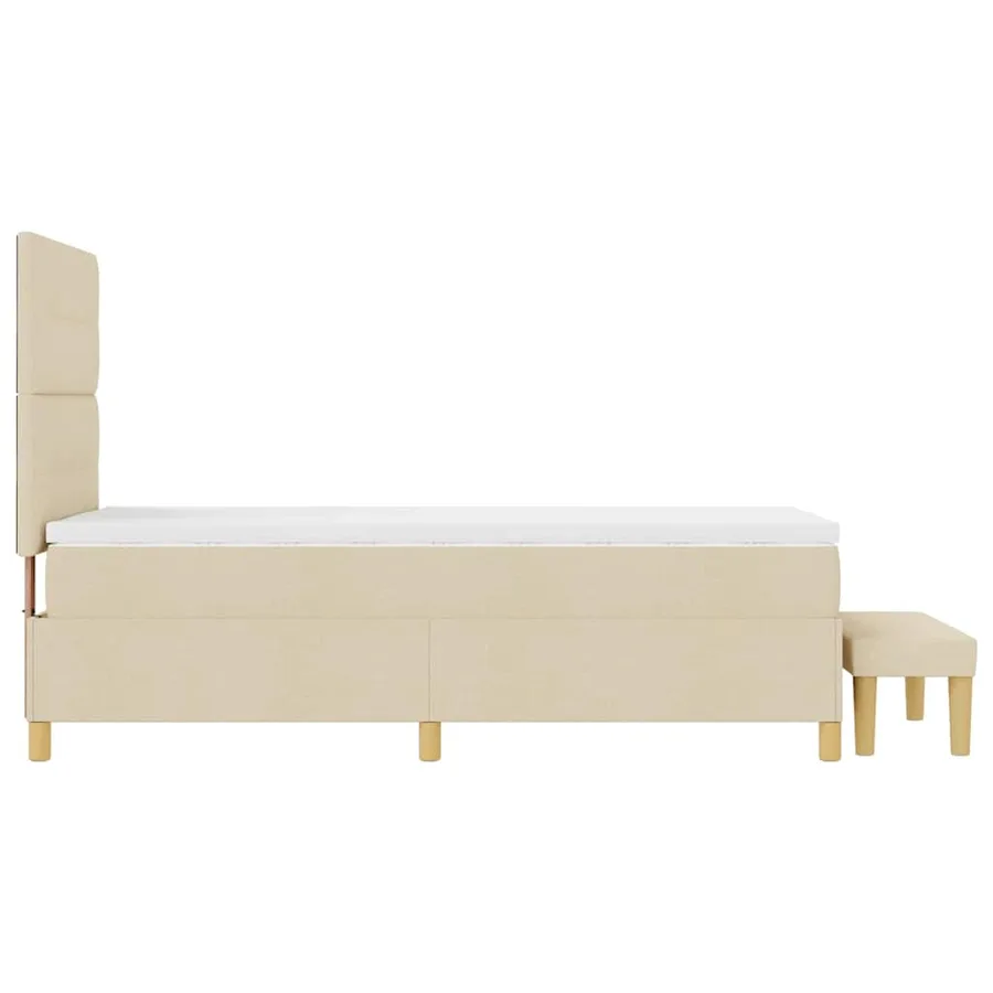 Lit à ressorts avec coussin Crème 200 x 80 cm tissu - 9