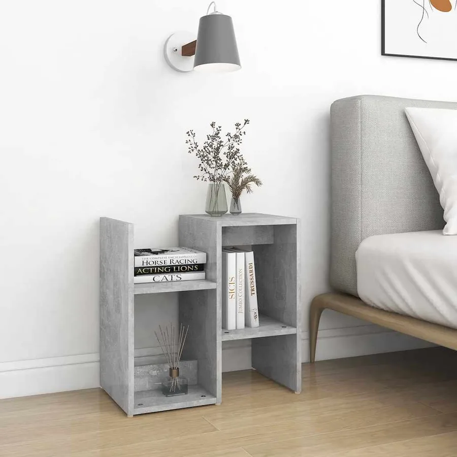 Table de chevet gris béton 50x30x51,5 cm bois d'ingénierie - 3
