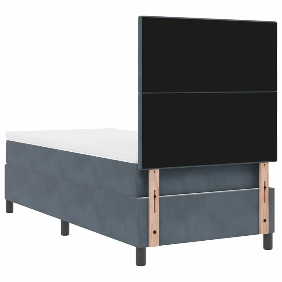 Lit à ressort LED Gris foncé 80 x 200 cm Velours - 8