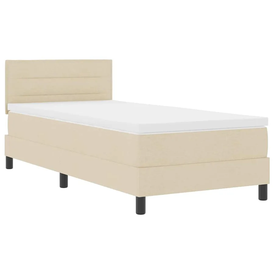 Lit à ressorts avec matelas avec LED Crème 80 x 200 cm tissu - 2