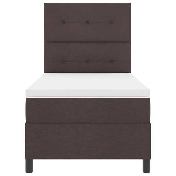 Lit à ressorts avec bandes LED Marron foncé 80 x 200 cm tissu