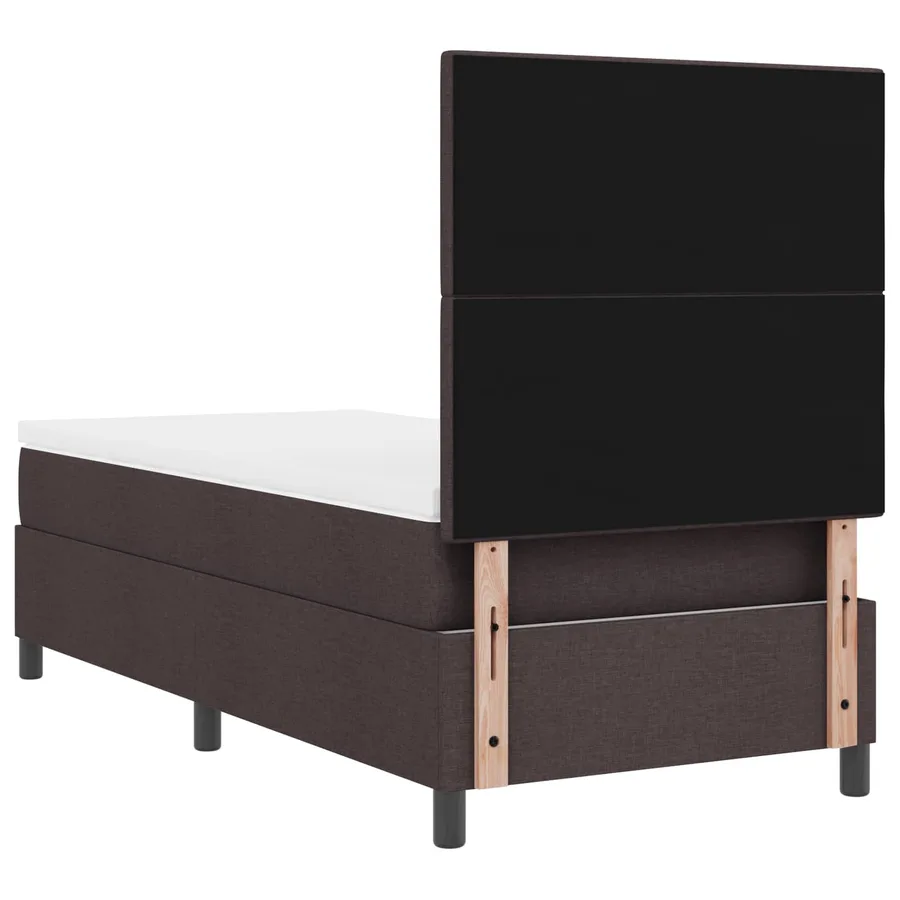 Lit à ressorts avec bandes LED Marron foncé 80 x 200 cm tissu - 5