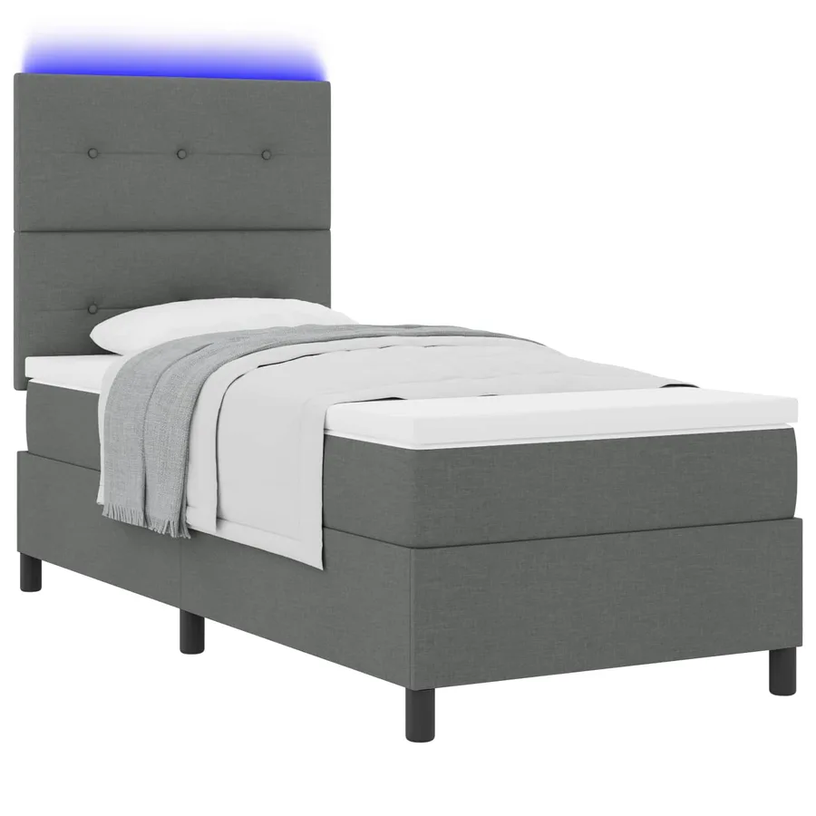 Lit à ressorts avec bandes LED Gris foncé 80 x 200 cm tissu - 2