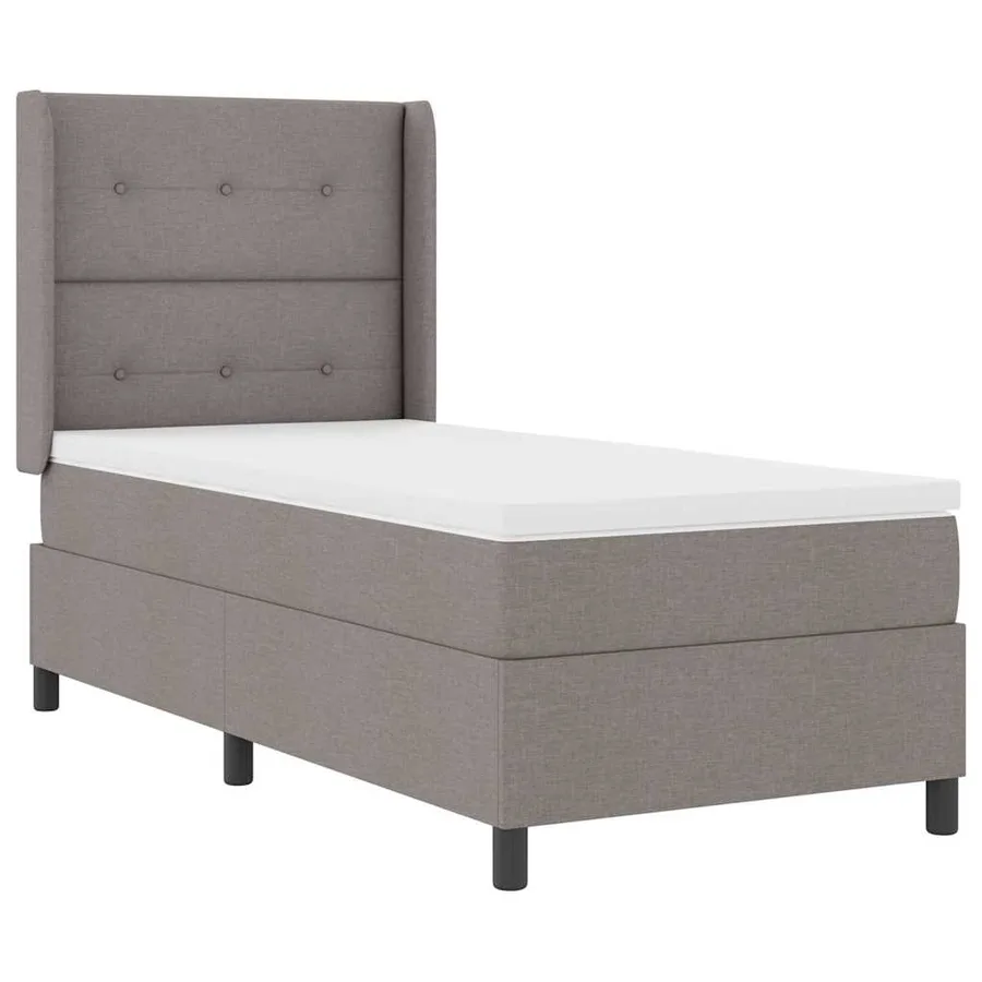 Lit à ressorts avec coussin Taupe 200 x 80 cm tissu - 4