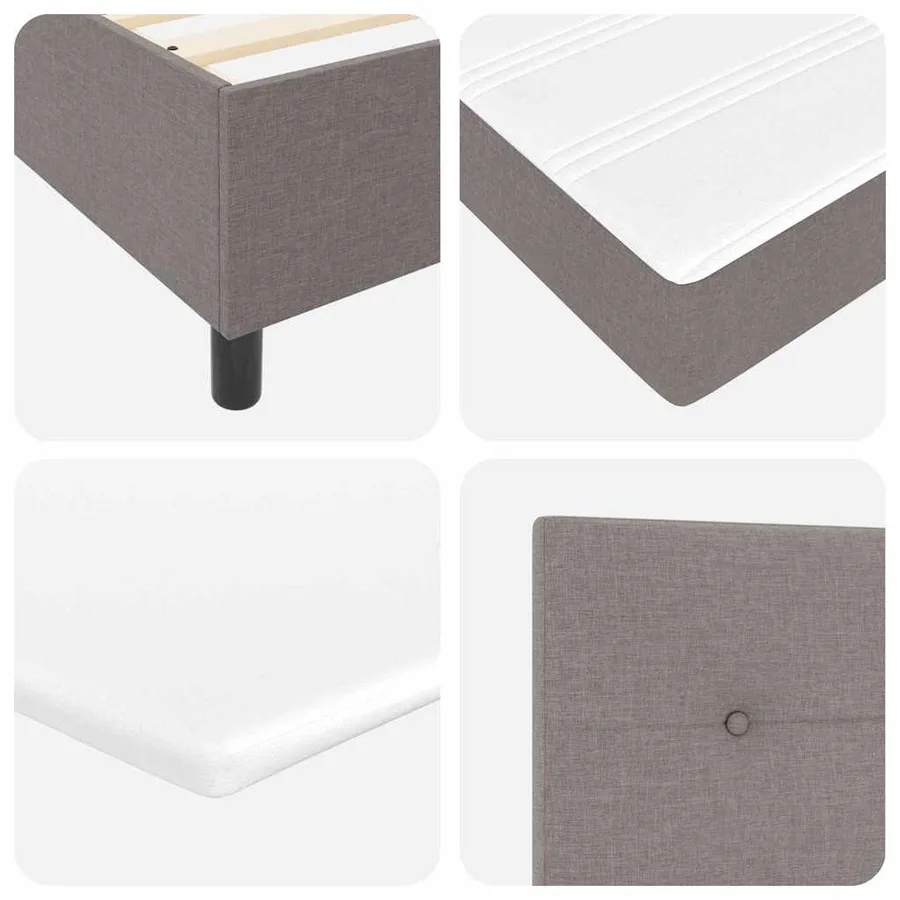 Lit à ressorts avec coussin Taupe 200 x 80 cm tissu - 8