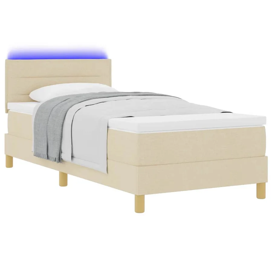 Lit à ressort LED avec bandes LED Crème 80 x 200 cm tissu - 3