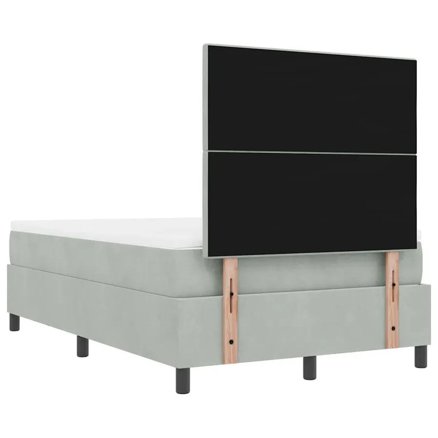 Lit à ressorts avec tête de lit Gris clair 190 x 120 cm Velours - 8