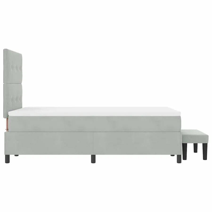 Lit à ressorts avec tête de lit Gris clair 190 x 120 cm Velours - 9