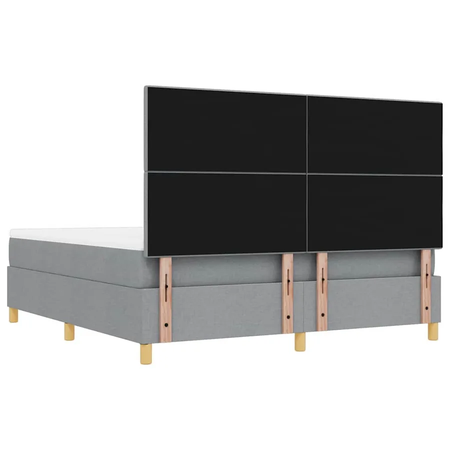 Lit à ressorts avec tête de lit Gris clair 200 x 180 cm tissu - 8