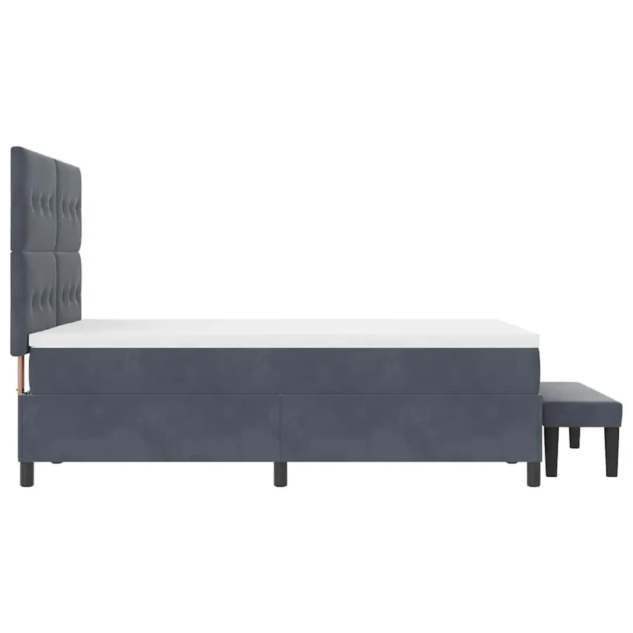 Lit à ressorts avec coussin Gris foncé 200 x 160 cm Velours - 9