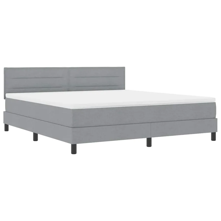 Lit à ressorts avec matelas Gris clair 180 x 200 cm tissu - 2