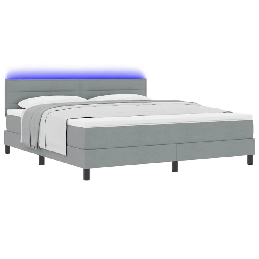 Lit à ressorts avec matelas Gris clair 180 x 200 cm tissu - 3