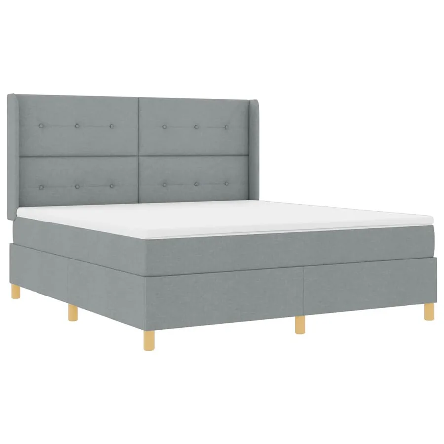 Lit à ressorts avec bandes LED Gris clair 180 x 200 cm tissu - 2