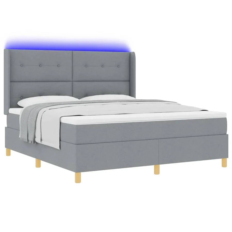 Lit à ressorts avec bandes LED Gris clair 180 x 200 cm tissu - 3