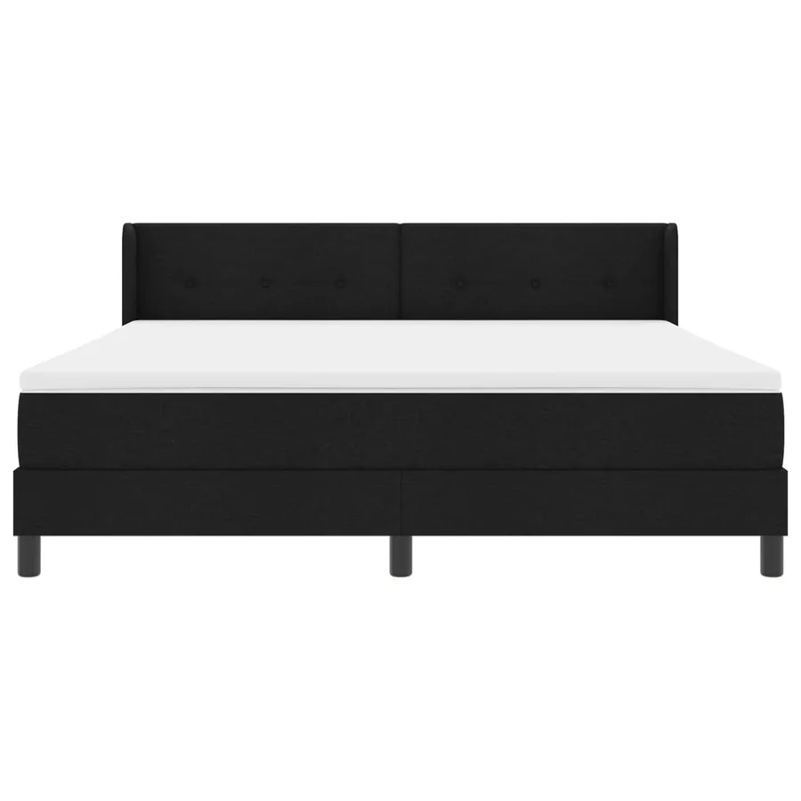 Lit à ressorts avec tête de lit Noir 200 x 180 cm tissu - 2
