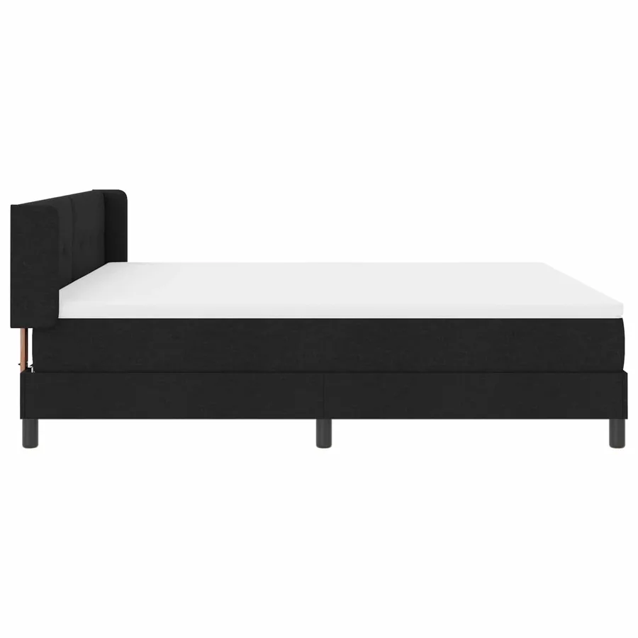 Lit à ressorts avec tête de lit Noir 200 x 180 cm tissu - 3