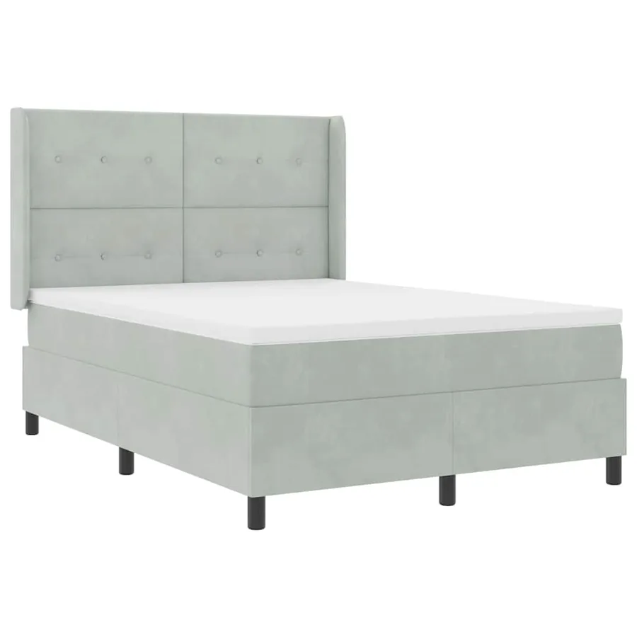 Lit à ressorts avec bandes LED Gris clair 160 x 200 cm Velours - 2