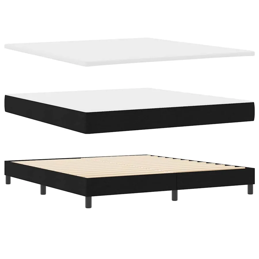 Lit à ressorts avec tête de lit Noir 180 x 200 cm tissu - 5