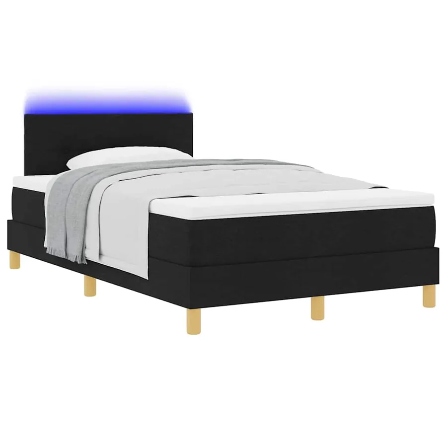 Lit à ressort LED avec bandes LED Noir 120 x 190 cm tissu - 3