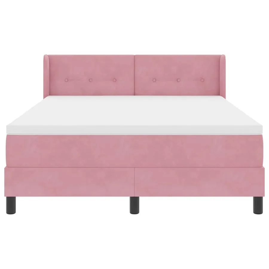 Lit à ressorts avec tête de lit Rose 190 x 140 cm Velours - 6