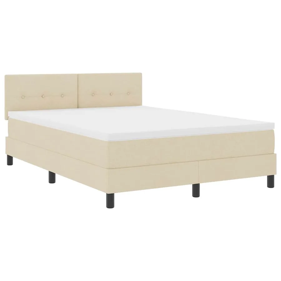 Lit à ressorts avec bandes LED Crème 140 x 190 cm tissu - 2
