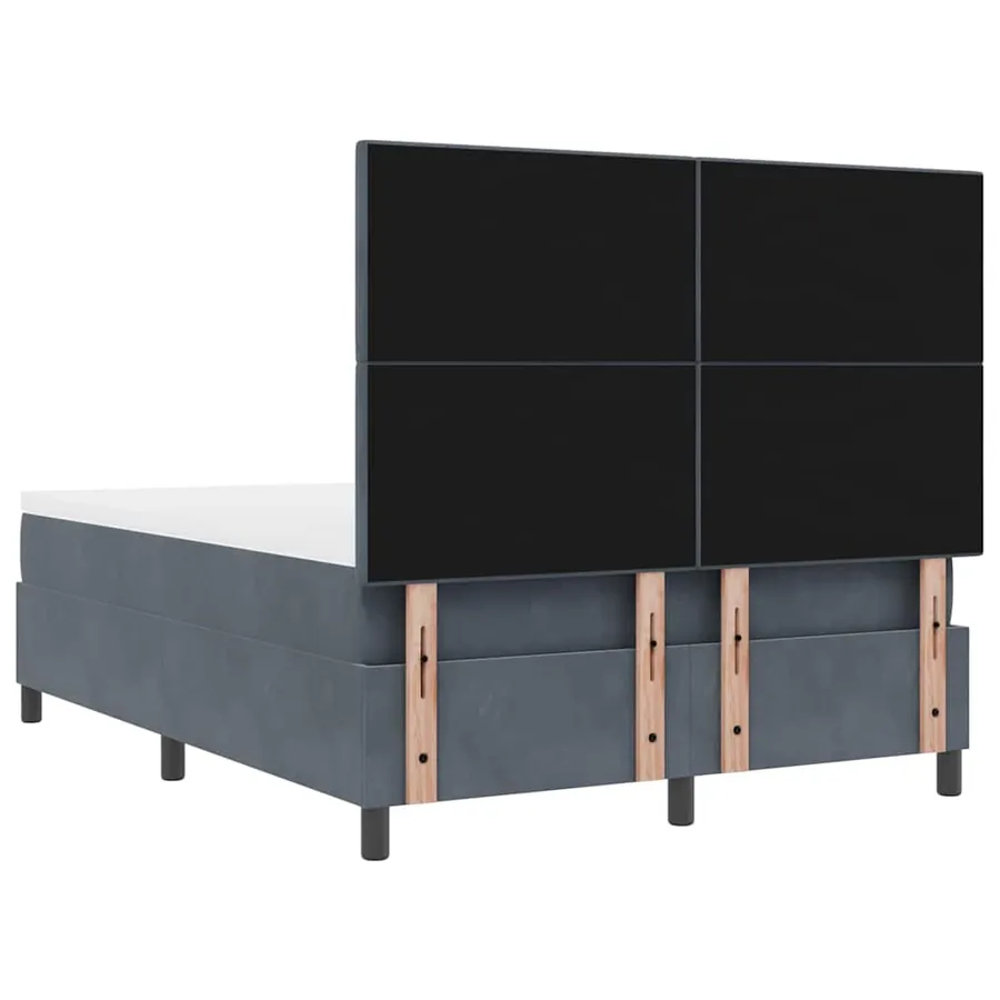 Lit à ressort LED Gris foncé 140 x 190 cm Velours - 10