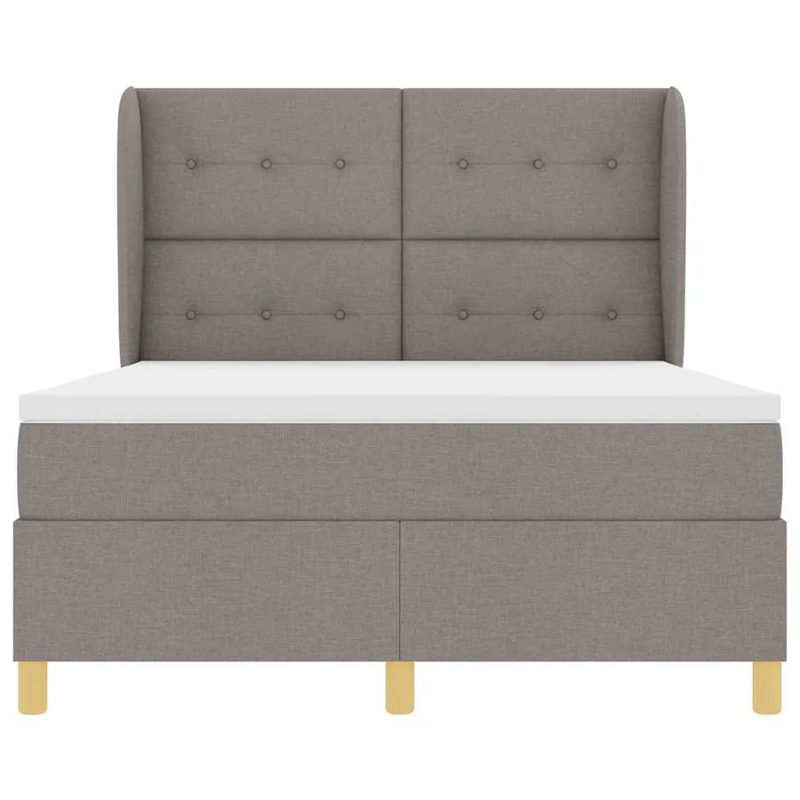 Lit à ressorts avec tête de lit Taupe 190 x 140 cm tissu - 7