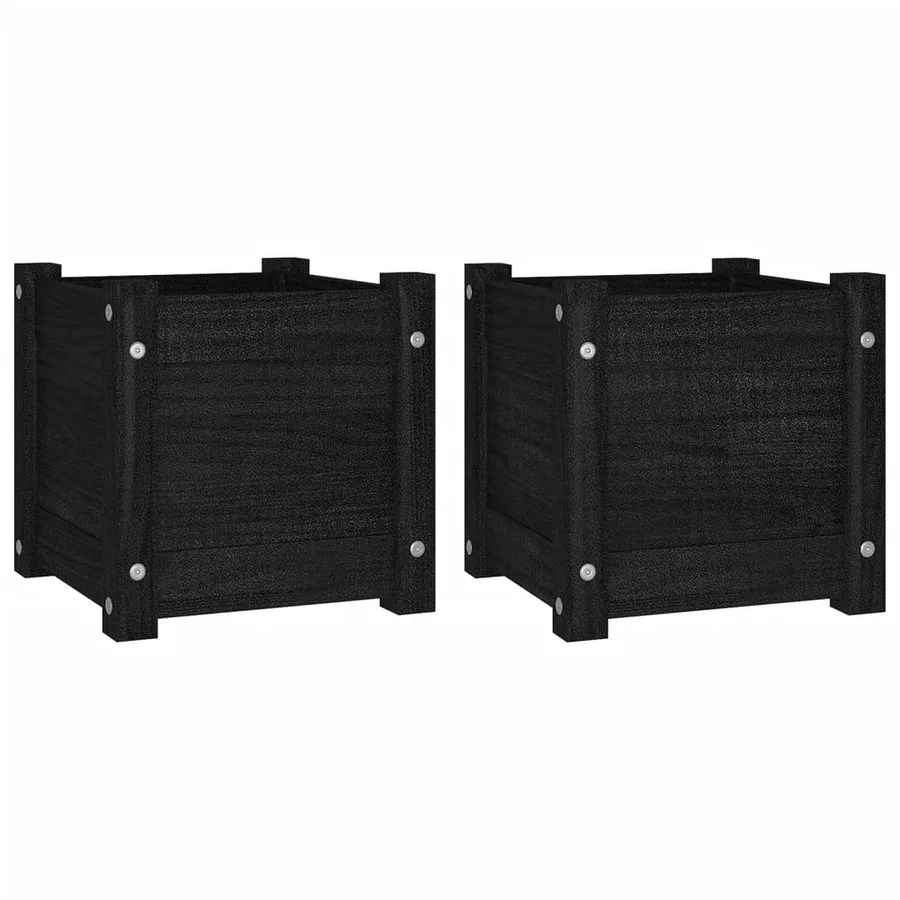 Jardinières d'extérieur 2 pcs Noir 31x31x31 cm Bois de pin - 2