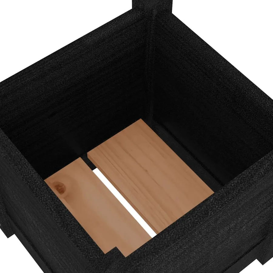 Jardinières d'extérieur 2 pcs Noir 31x31x31 cm Bois de pin - 7