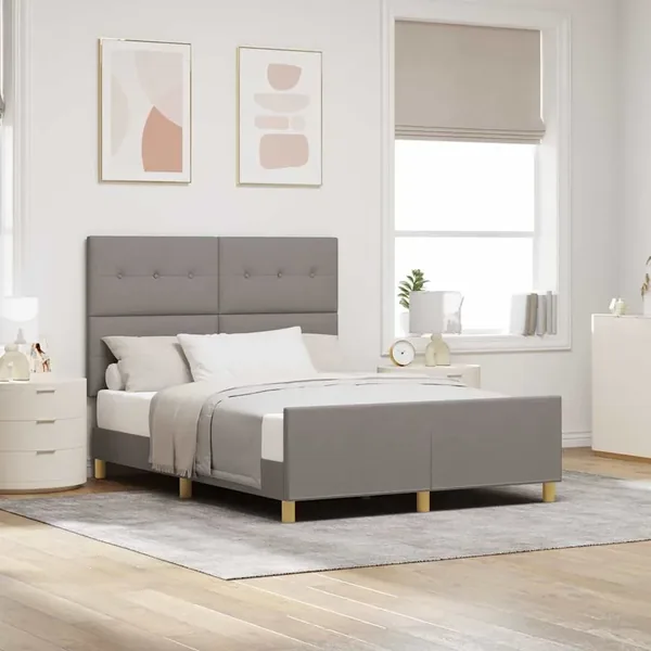 Cadre de lit avec tête de lit Taupe 140 x 200 cm tissu