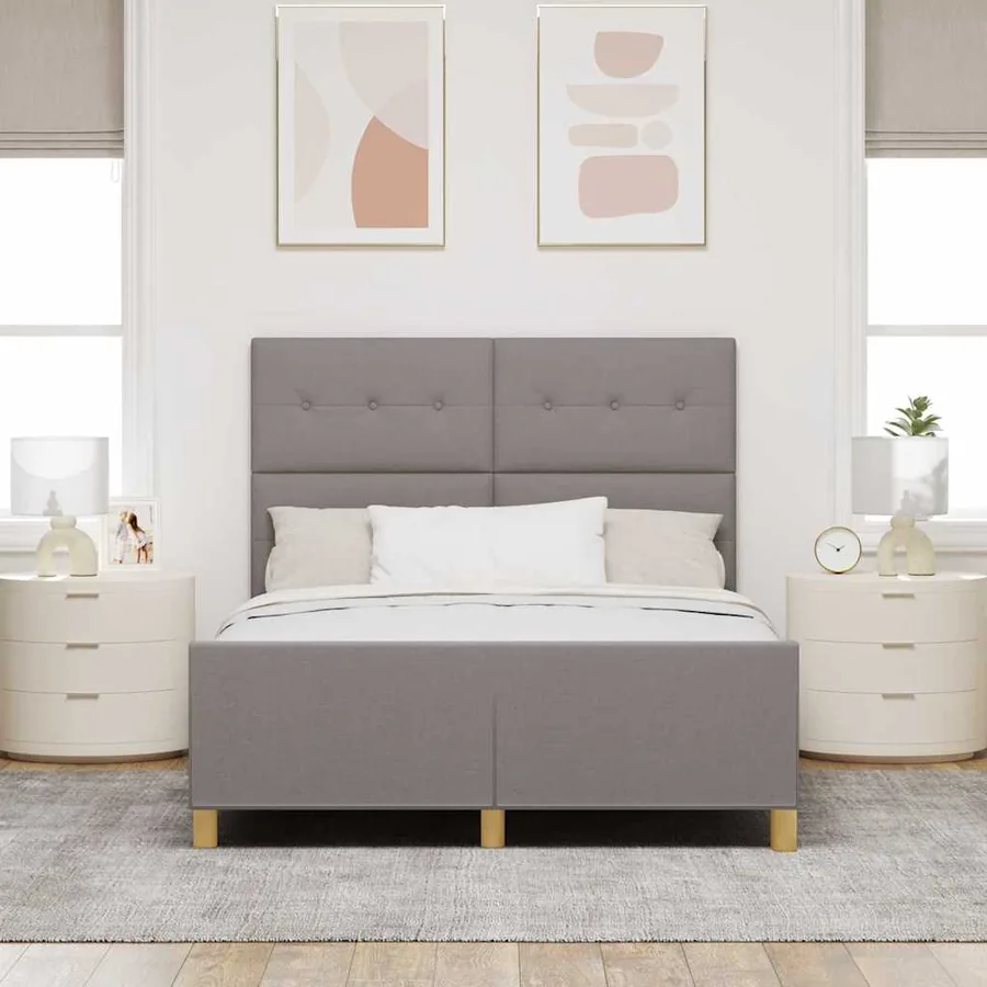 Cadre de lit avec tête de lit Taupe 140 x 200 cm tissu - 3