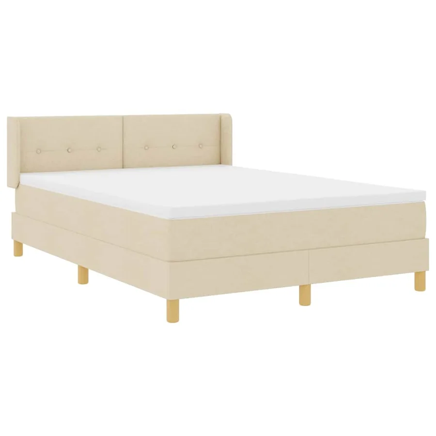 Lit à ressorts avec coussin Crème 200 x 140 cm tissu - 4