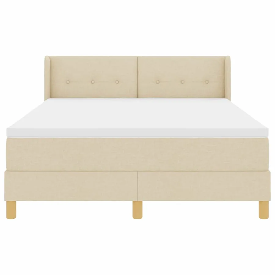 Lit à ressorts avec coussin Crème 200 x 140 cm tissu - 5