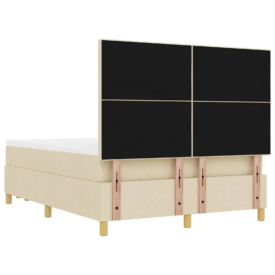Lit à ressorts avec coussin Crème 200 x 140 cm tissu - 8