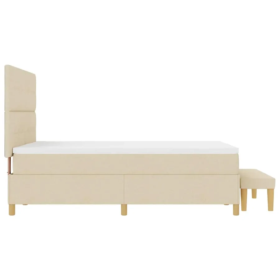 Lit à ressorts avec tête de lit Crème 140 x 190 cm tissu - 9