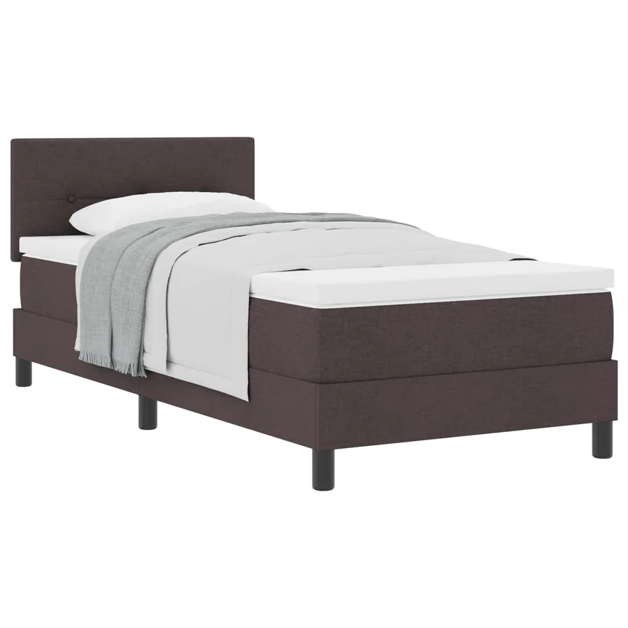Lit à ressorts avec coussin Marron foncé 100 x 200 cm tissu - 2