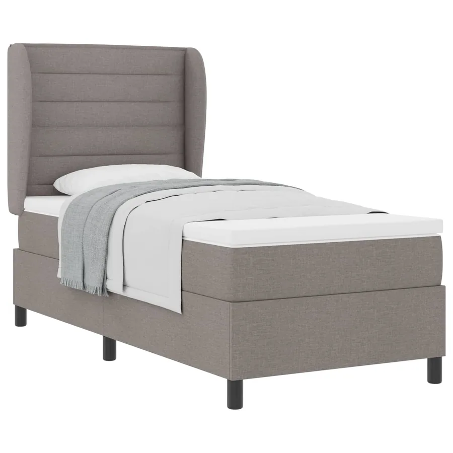 Lit à ressorts avec matelas Taupe 90 x 190 cm tissu - 2