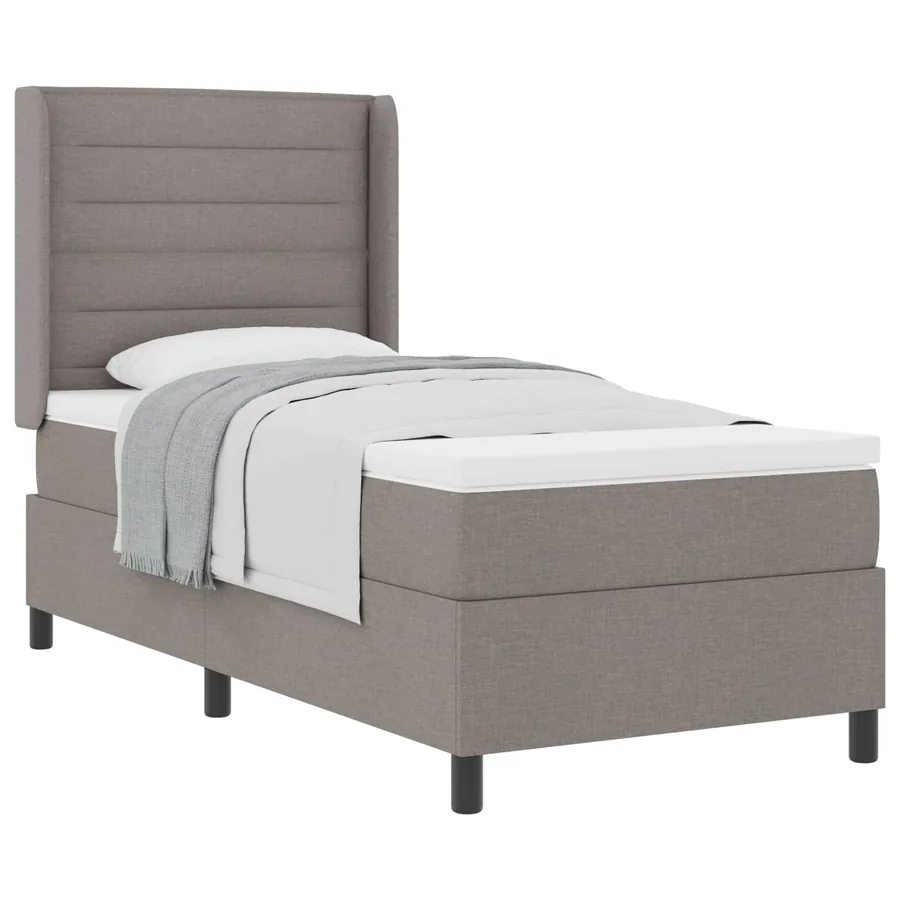 Lit à ressorts avec matelas Taupe 190 x 90 cm tissu - 2