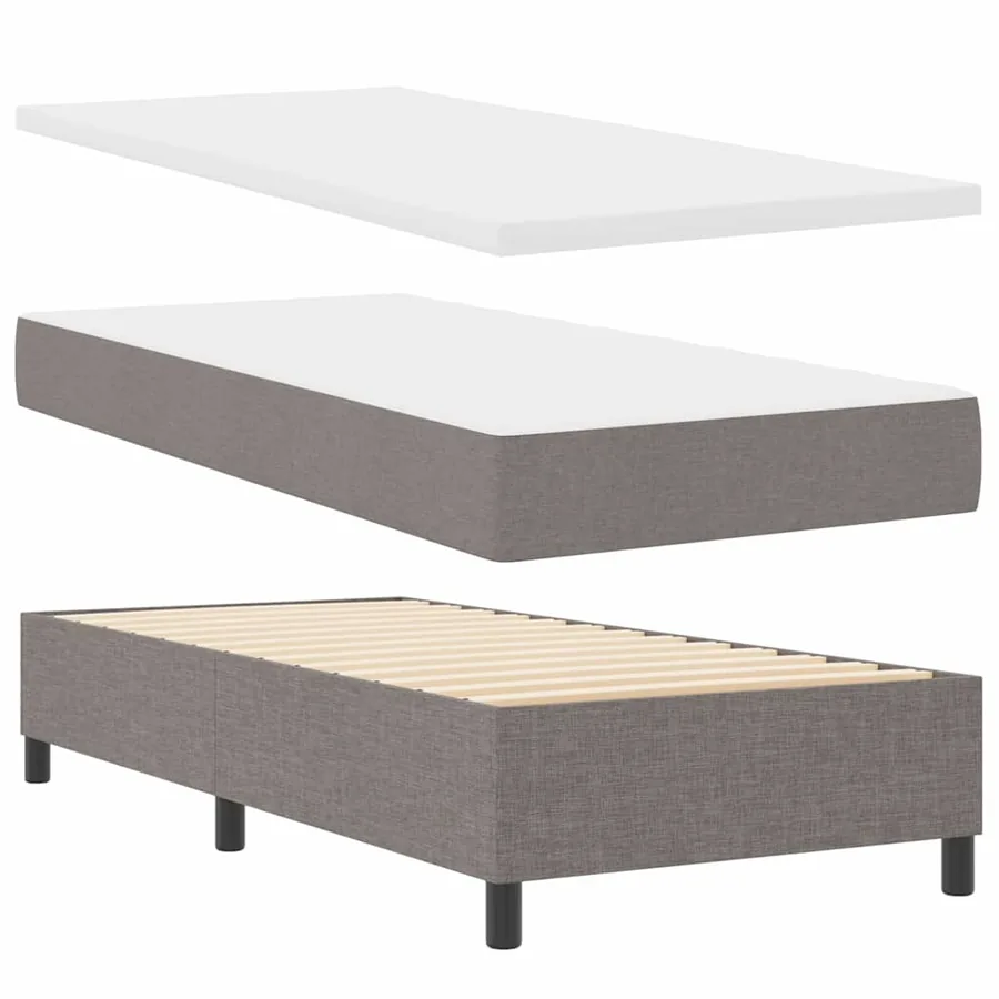 Lit à ressorts avec matelas Taupe 190 x 90 cm tissu - 5