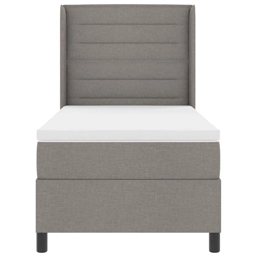 Lit à ressorts avec matelas Taupe 190 x 90 cm tissu - 7