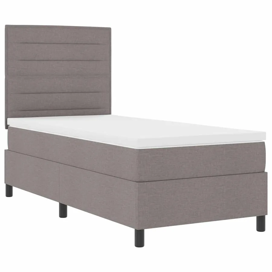 Lit à ressorts avec matelas Taupe 90 x 190 cm tissu - 5