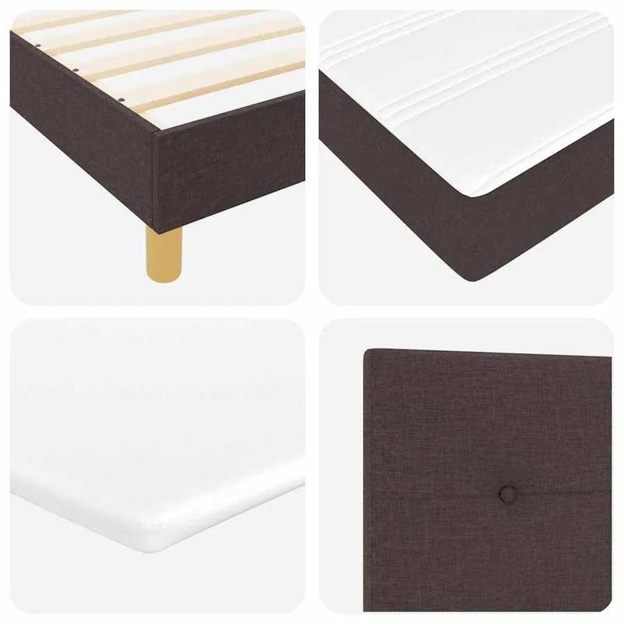 Lit à ressort LED Marron foncé 100 x 200 cm tissu - 11