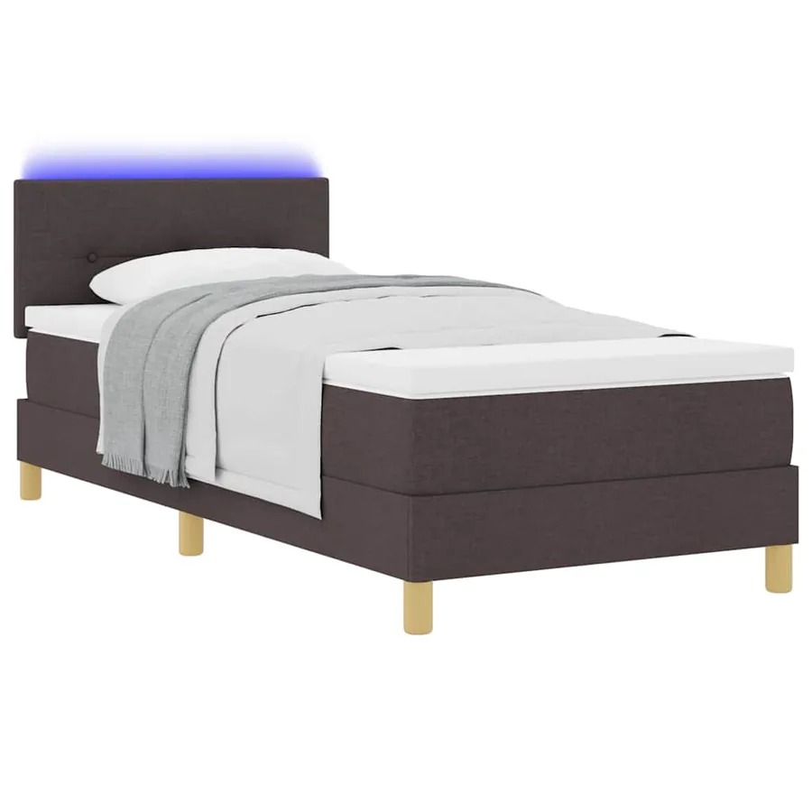 Lit à ressort LED Marron foncé 100 x 200 cm tissu - 3