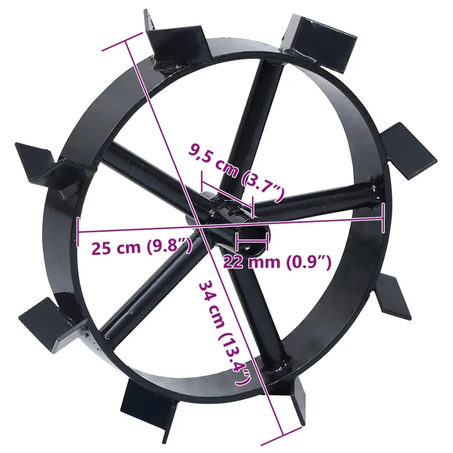 Roues métalliques pour cultivateur à essence 6,5 ch 2 pcs - 10