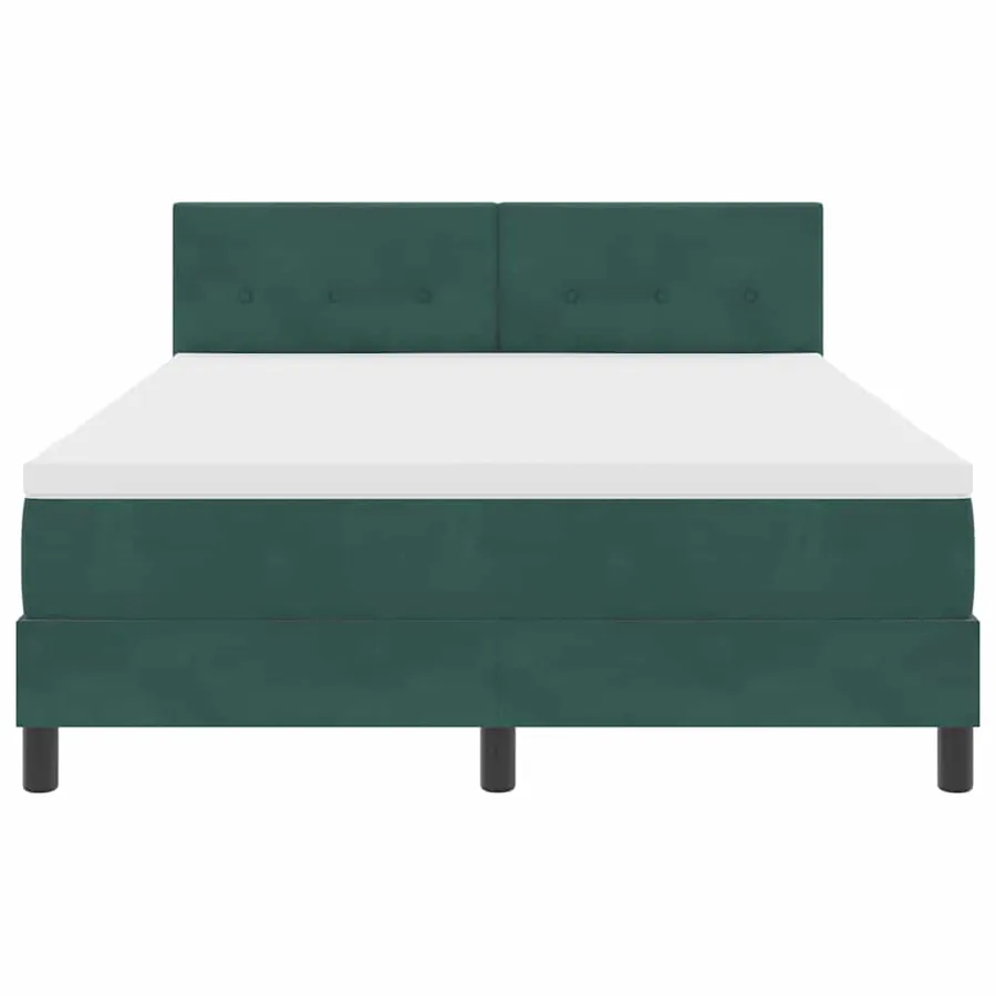 Lit à ressorts avec tête de lit Vert foncé 140 x 190 cm Velours - 7