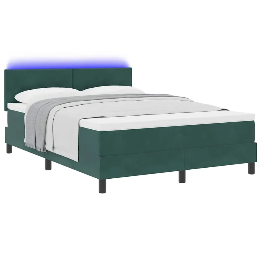 Lit à ressort LED Vert foncé 140 x 200 cm Velours - 3